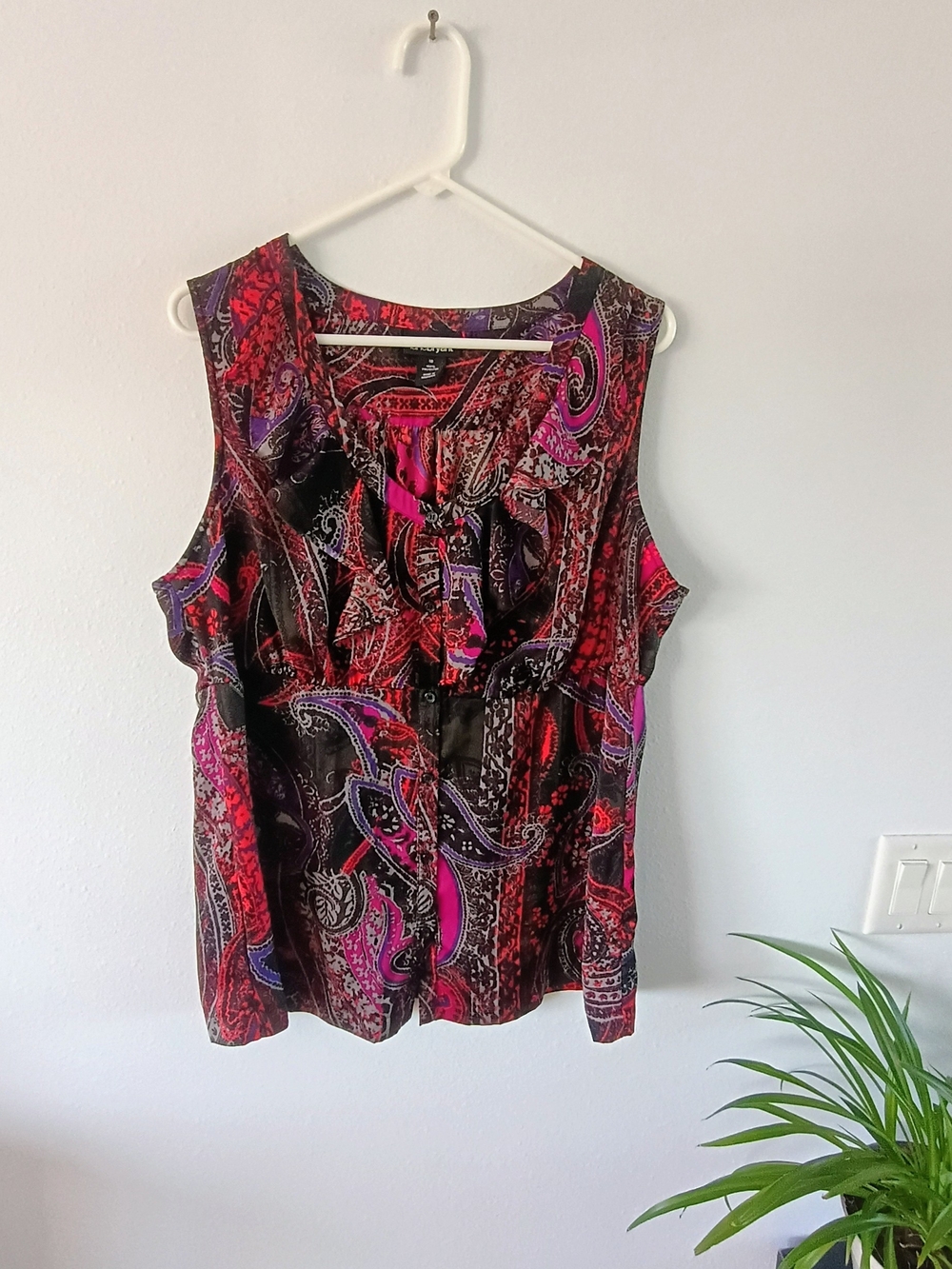 Lane Bryant Size 18 Paisley Blouse Plus Size Sleeveless Boho Multicolor Top